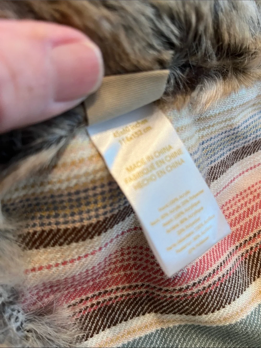 Pottery Barn Logan Striped Throw with Faux Fur Side  45x60! Lovely! EUC!